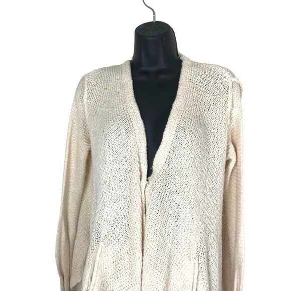 Free People Oversized Lagenlook Cream Cardigan 84% Cotton 16% Rayon Size XS - Picture 4 of 8
